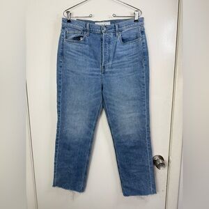 Frank & Eileen Monaghan raw hem, cropped, high rise blue jeans 32